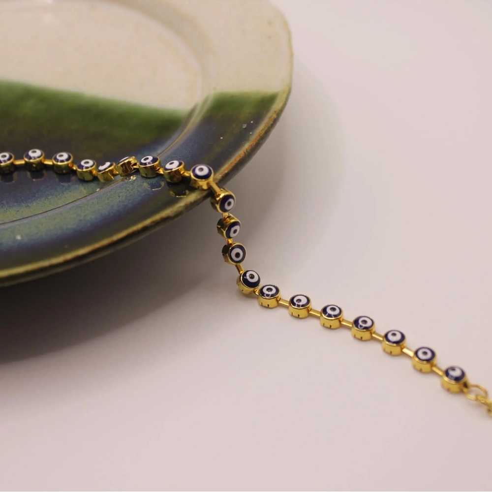 Gold Plated Evil Eye Tennis Bracelet